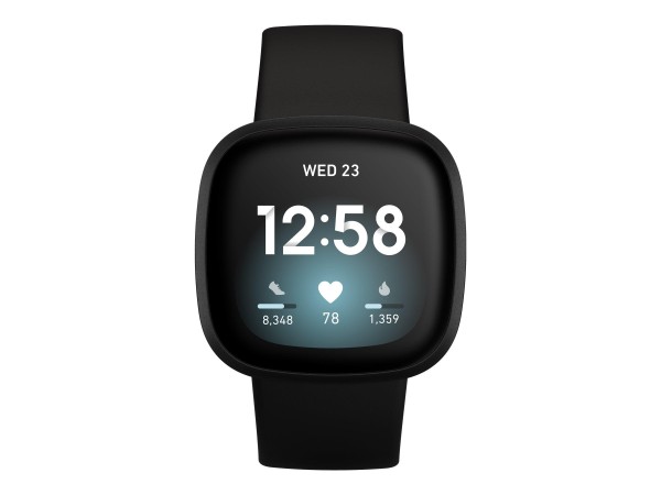 Fitbit Versa 3 Black Smartwatch (GPS, Herzfrequenzmessung, bis zu 6 Tage Akkulaufzeit, schwarz)