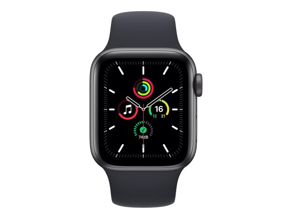 Apple Watch SE GPS, 40mm Aluminiumgehäuse Space Grau, mit Sportarmband, Mitternacht