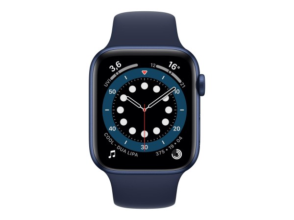 Apple Watch Series 6 GPS (44mm, 1,9" OLED, Aluminiumgehäuse, Silikonarmband, Deep Navi)