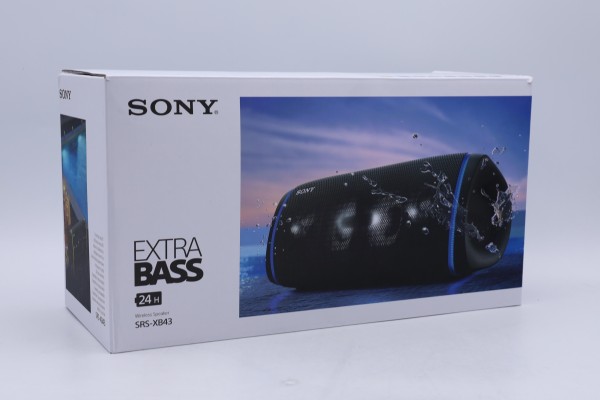 Sony SRS-XB43 schwarz Bluetooth-Lautsprecher (Mehrfarbige Lichtleiste, Lautsprecherbeleuchtung, wasserabweisend, Extra Bass)