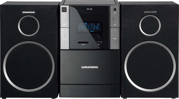 Grundig MS 240 Kompaktanlage schwarz, Stereoanlage mit CD, USB und Kartenleser