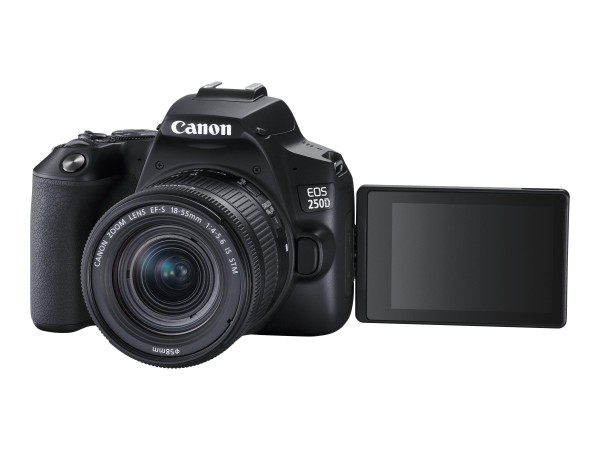 CANON EOS 250D + Objektiv 18-55MM IS STM schwarz Spiegelreflexkamera (24,1 MP, 4K - Videos, Bluetooth, WLAN)