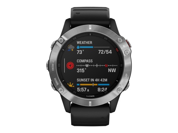 Garmin fenix 6 Multisport- Smartwatch, GPS, 1,3 Zoll Display, silber/schwarz