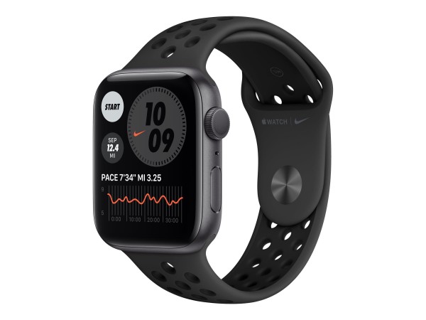 Apple Watch Nike Series 6 GPS, 44mm Aluminiumgehäuse Space Grau, mit Sportarmband, anthrazit/schwarz
