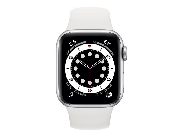 Apple Watch Series 6 LTE Silber Aluminium 40mm Sportarmband Weiß, iOS 10.0+