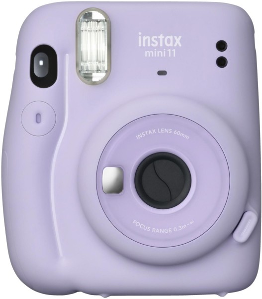 FUJIFILM instax mini 11 Sofortbildkamera, Lilac-Purple inkl. Batterien + Trageschlaufe + 2 Shutter Button