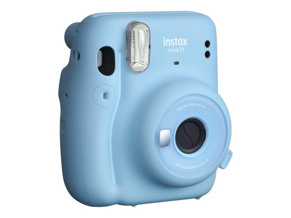 FUJIFILM instax mini 11 Sofortbildkamera, Sky-Blue inkl. Batterien + Trageschlaufe + 2 Shutter Button)