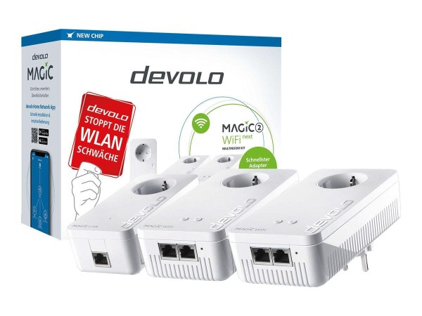 devolo Magic 2 WiFi next Multiroom Kit Powerline (2400 Mbit/s, WLAN ac, Access Point Steering)