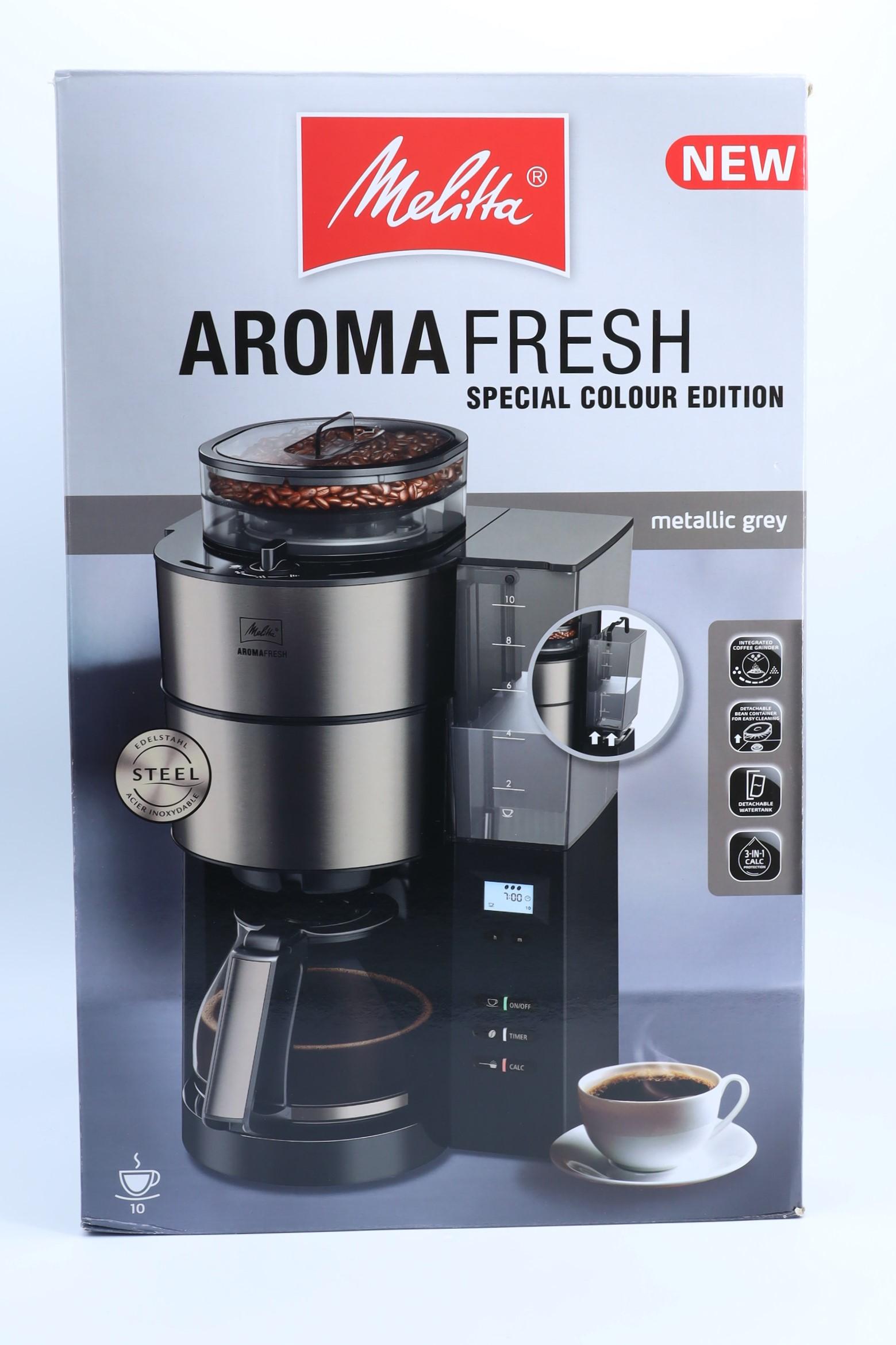 MELITTA 1021-03 Aroma Fresh | & | Filterkaffeemaschine tecgarden 10 Grey Timer, Metallic Kaffeemaschinen Haushalt Küche Filterkaffeemaschinen | Tassen) | (Mahlwerk