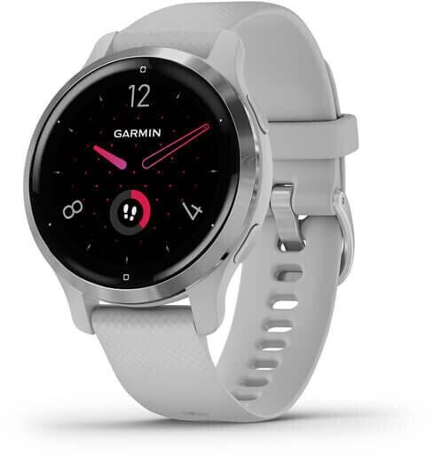 GARMIN Venu 2S Hellgrau/Silber mit Schnellwechsel-Silikon-Armband 18mm Smartwatch