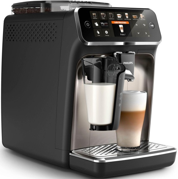 PHILIPS 5400 Series EP5447/90 Kaffeevollautomat (One Touch, 12 Kaffeespezialitäten, LatteGo-Milchsystem, Chrom, FTF-Display, 5400 Serie)