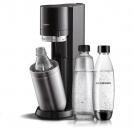 sodastream DUO titan Trinkwassersprudler (1 Liter, Edelstahl, schwarz, inkl. 1l Glaskaraffe und 1l Kunststoffflasche)